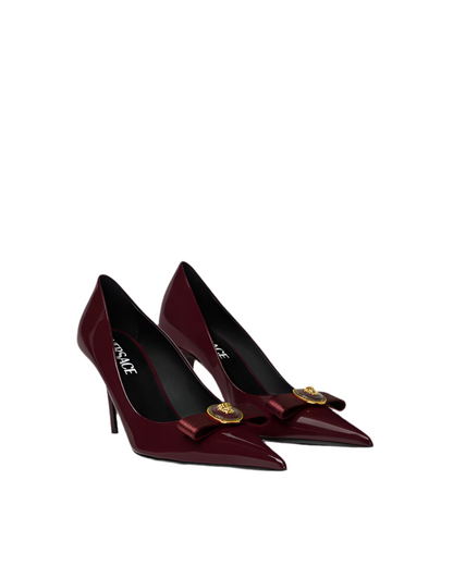 RED GIANNI RIBBION PATENT PUMPS 85 mm
