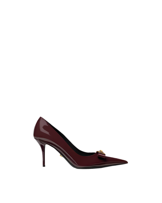 RED GIANNI RIBBION PATENT PUMPS 85 mm