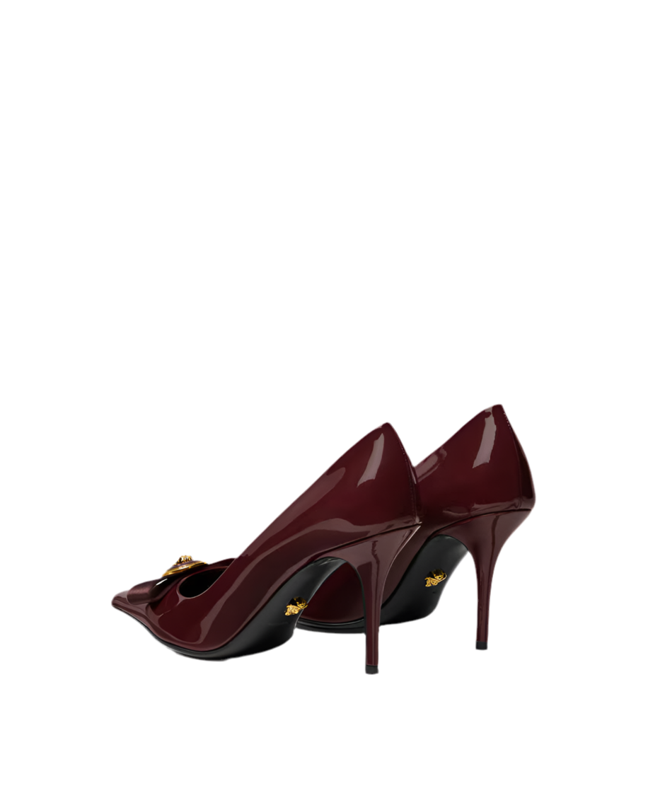 RED GIANNI RIBBION PATENT PUMPS 85 mm